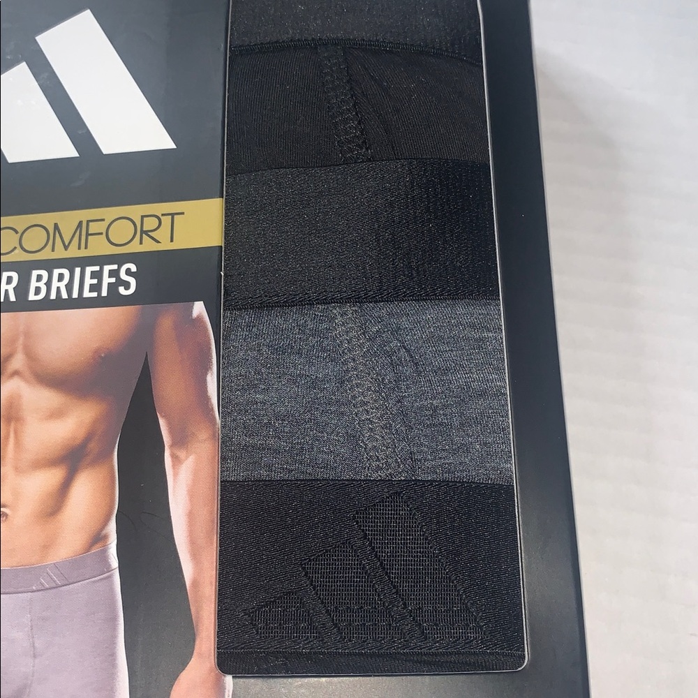 ADIDAS 3-Pack Luxe Comfort Boxer Briefs. Black/Heather Black. Size Large - Picture 6 of 11